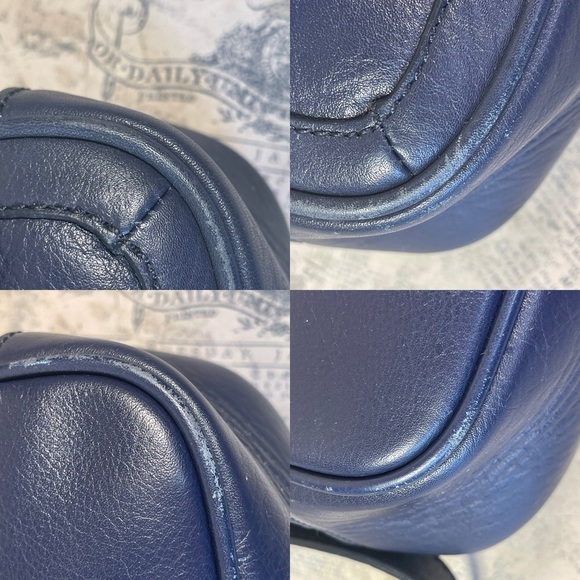 Banana Republic Navy Blue Cross Body Shoulder Bag Basket Weave Flap Closure - Picture 13 of 16